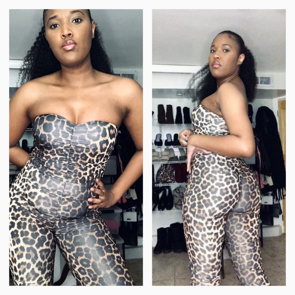 Ruched Leopard Print Jumpsuit - Picture 7 of 7